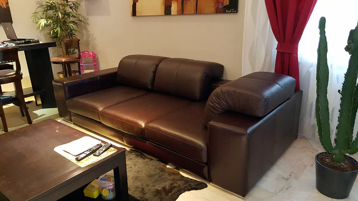 Δερμάτινος καναπές Sultano σε καφέ χρώμα